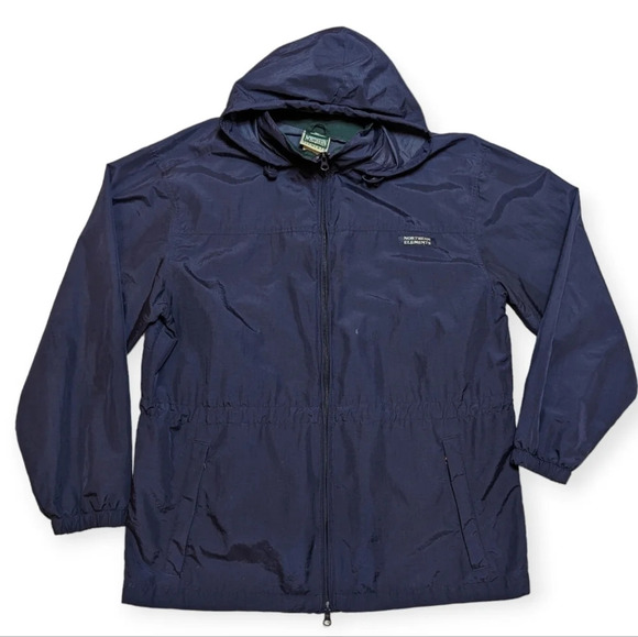 Vintage Northern Elements Logo Navy Zip Up Windbreaker Mens Medium - Picture 1 of 10